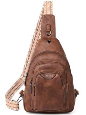 Vegan PU Leather Crossbody Sling Bag Anti Theft Travel Fanny Pack Hands Free